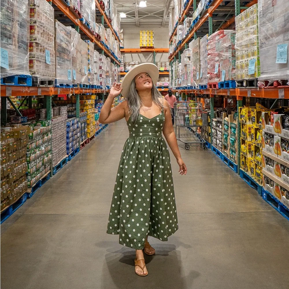En Saison Green Polka Dot Midi Dress - Picture 1 of 7